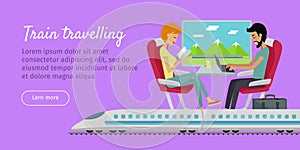 Train Travelling Conceptual Web Banner. Railway