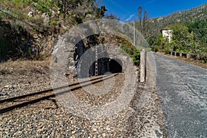 Train tunnel on a track