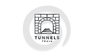 Train tunnels ways modern line outline logo vector icon