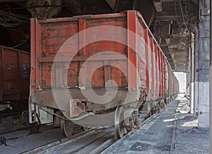 Train under loading of coal at a coal mine