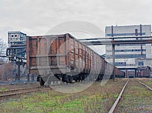 Train under loading of coal at a coal mine