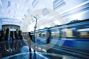 Train on underground station