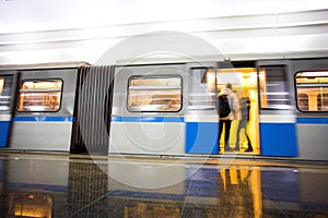 Train on underground station