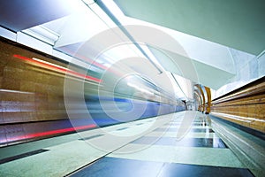 Train on underground station