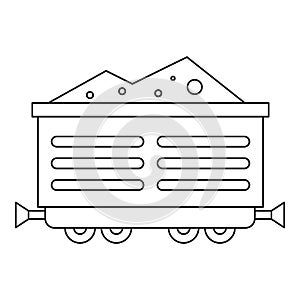 Train waggon with coal icon, outline style