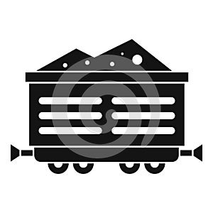 Train waggon with coal icon, simple style