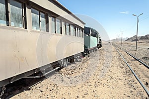 Train wagons in the desert