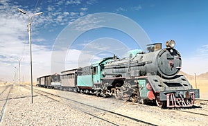 Train wagons in the desert