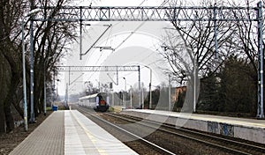 The train of wagons at a railway station