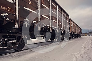 Train wagons in the snow