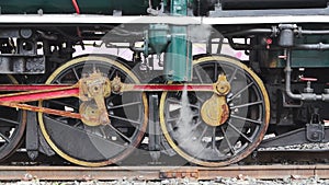 The train wheel of Steam locomotive prepares to depart Start the steam generator.