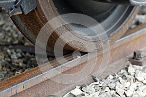 Train wheel on track