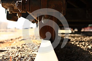 Train Wheel On Track Close Up
