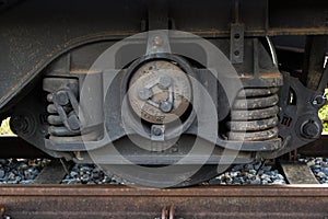 Train wheel track with suspension and break system