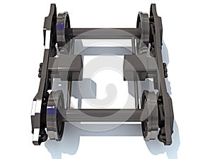 Train Wheels Bogie 3D rendering on white background
