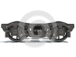 Train Wheels Bogie 3D rendering on white background