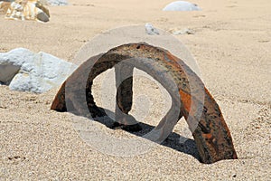 Train Wheels Buried in the Sand at Dudley Beach Newcastle New South Wales Australia