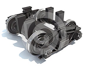 Train Wheels locomotive parts 3D rendering on white background
