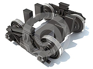 Train Wheels locomotive parts 3D rendering on white background