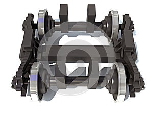 Train Wheels locomotive parts 3D rendering on white background