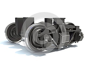 Train Wheels locomotive parts 3D rendering on white background