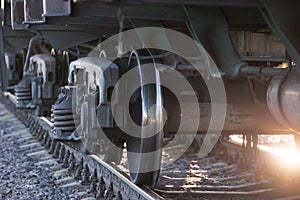 Train wheels on rails