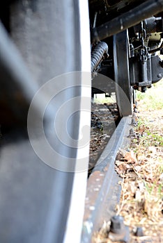 Train wheels on rails