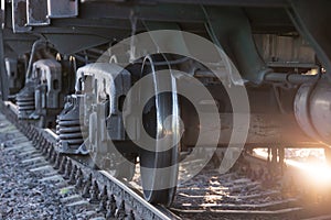 Train wheels on rails photo