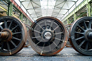 The train wheels in repair