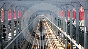 Train in Williamsburg Bridge New York, USA