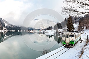 Train in Winter landscape snow