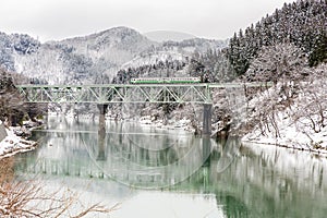 Train in Winter landscape snow