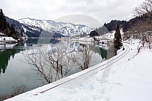 Train in Winter landscape snow