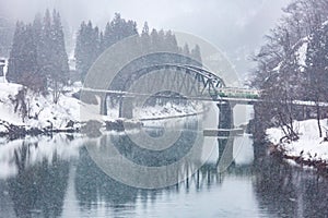 Train in Winter landscape snow