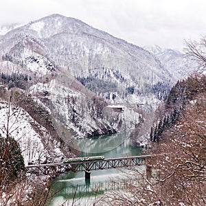 Train in Winter landscape snow