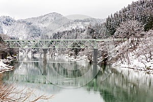 Train in Winter landscape snow