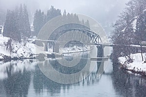 Train in Winter landscape snow