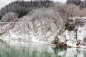 Train in Winter landscape snow