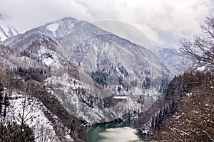 Train in Winter landscape snow