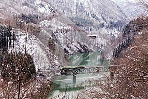 Train in Winter landscape snow