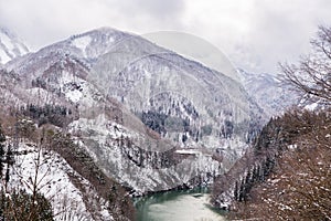 Train in Winter landscape snow