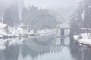 Train in Winter landscape snow