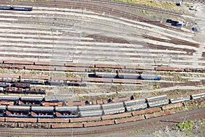 Train Yard Line Converging From Aerial Perspective