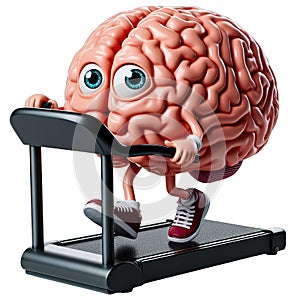 Train your Brain - a funny image of a brain training on a tapis roulant (Png attached)