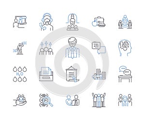 Trainee line icons collection. Apprentice, Novice, Learner, Rookie, Greenhorn, Intern, Trainee vector and linear