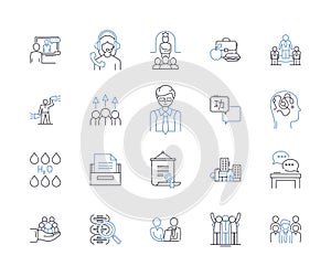 Trainee line icons collection. Apprentice, Novice, Learner, Rookie, Greenhorn, Intern, Trainee vector and linear photo