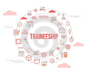 traineeship concept with icon set template banner and circle round shape