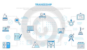 traineeship concept with icon set template banner with modern blue color style