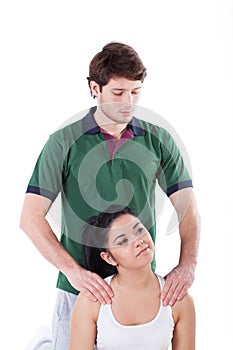 Trainer massaging a woman