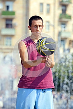 Training with a ball.